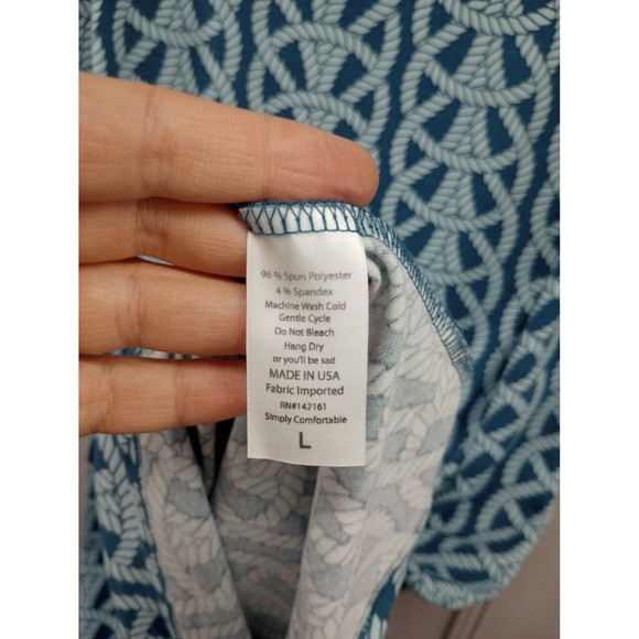 NWOT LuLa Roe Dress Women's SZ L Casual Nautical Rope Pattern Blue Shift Beachy - Picture 16 of 16